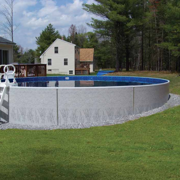 Grey wisp semi inground radiant pool